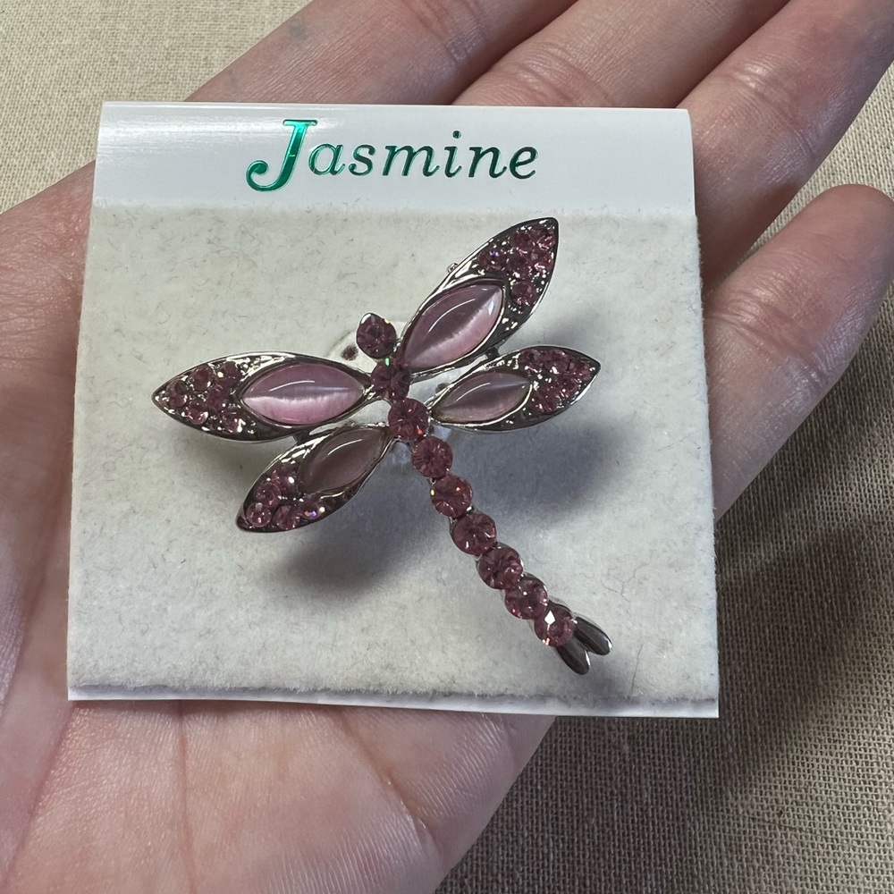 Pink Rhinestone DragonFly Pin - Picture 4 of 4